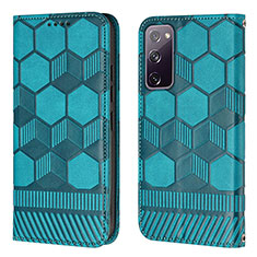 Custodia Portafoglio In Pelle Cover con Supporto Y05B per Samsung Galaxy S20 Lite 5G Ciano