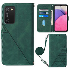 Custodia Portafoglio In Pelle Cover con Supporto Y07B per Samsung Galaxy A02s Verde