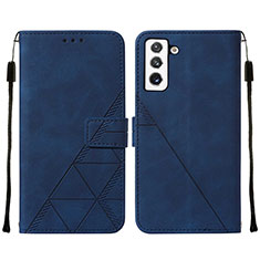 Custodia Portafoglio In Pelle Cover con Supporto Y07B per Samsung Galaxy S22 Plus 5G Blu