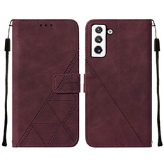 Custodia Portafoglio In Pelle Cover con Supporto Y07B per Samsung Galaxy S22 Plus 5G Rosso