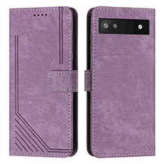 Custodia Portafoglio In Pelle Cover con Supporto Y07X per Google Pixel 6a 5G Viola