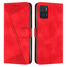 Custodia Portafoglio In Pelle Cover con Supporto Y07X per Motorola Moto E22 Rosso