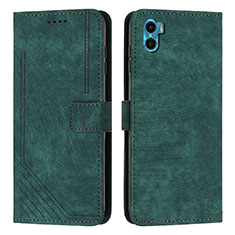 Custodia Portafoglio In Pelle Cover con Supporto Y07X per Motorola Moto E22S Verde