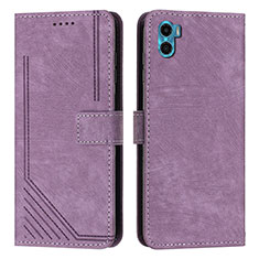 Custodia Portafoglio In Pelle Cover con Supporto Y07X per Motorola Moto E22S Viola