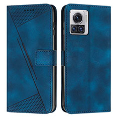 Custodia Portafoglio In Pelle Cover con Supporto Y07X per Motorola Moto Edge 30 Ultra 5G Blu