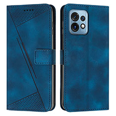 Custodia Portafoglio In Pelle Cover con Supporto Y07X per Motorola Moto Edge Plus (2023) 5G Blu