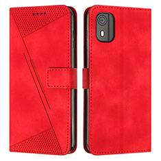 Custodia Portafoglio In Pelle Cover con Supporto Y07X per Nokia C02 Rosso