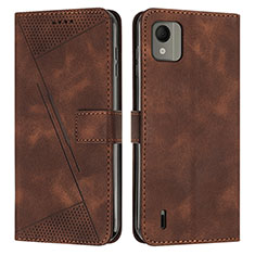 Custodia Portafoglio In Pelle Cover con Supporto Y07X per Nokia C110 Marrone