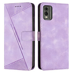 Custodia Portafoglio In Pelle Cover con Supporto Y07X per Nokia C210 Viola