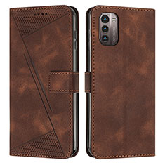 Custodia Portafoglio In Pelle Cover con Supporto Y07X per Nokia G11 Marrone