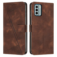 Custodia Portafoglio In Pelle Cover con Supporto Y07X per Nokia G22 Marrone