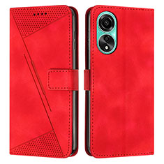 Custodia Portafoglio In Pelle Cover con Supporto Y07X per Oppo A18 Rosso