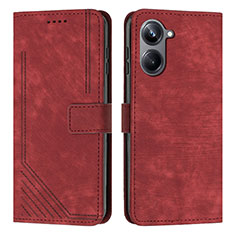 Custodia Portafoglio In Pelle Cover con Supporto Y07X per Realme 10 Pro 5G Rosso