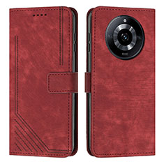 Custodia Portafoglio In Pelle Cover con Supporto Y07X per Realme 11 Pro+ Plus 5G Rosso