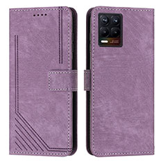 Custodia Portafoglio In Pelle Cover con Supporto Y07X per Realme 8 4G Viola