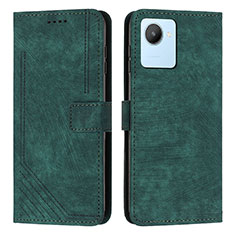 Custodia Portafoglio In Pelle Cover con Supporto Y07X per Realme C30 Verde