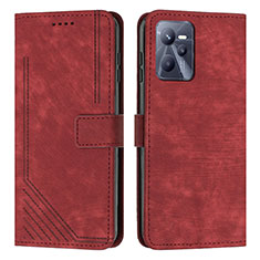 Custodia Portafoglio In Pelle Cover con Supporto Y07X per Realme C35 Rosso