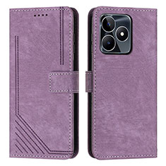 Custodia Portafoglio In Pelle Cover con Supporto Y07X per Realme C51 Viola