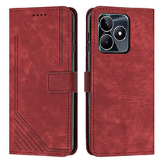 Custodia Portafoglio In Pelle Cover con Supporto Y07X per Realme C67 Rosso