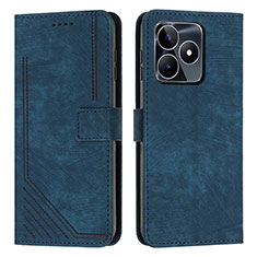 Custodia Portafoglio In Pelle Cover con Supporto Y07X per Realme Narzo N53 Blu