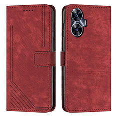 Custodia Portafoglio In Pelle Cover con Supporto Y07X per Realme Narzo N55 Rosso