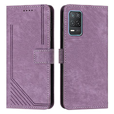 Custodia Portafoglio In Pelle Cover con Supporto Y07X per Realme Q3 5G Viola