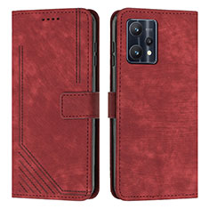 Custodia Portafoglio In Pelle Cover con Supporto Y07X per Realme V25 5G Rosso