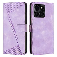 Custodia Portafoglio In Pelle Cover con Supporto Y08X per Huawei Honor X6a Viola