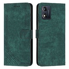 Custodia Portafoglio In Pelle Cover con Supporto Y08X per Motorola Moto E13 Verde