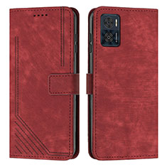 Custodia Portafoglio In Pelle Cover con Supporto Y08X per Motorola Moto E22 Rosso