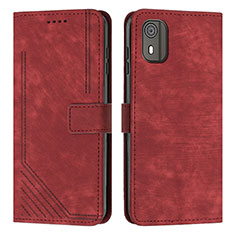 Custodia Portafoglio In Pelle Cover con Supporto Y08X per Nokia C02 Rosso