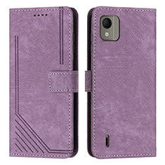 Custodia Portafoglio In Pelle Cover con Supporto Y08X per Nokia C110 Viola