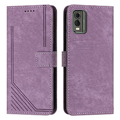 Custodia Portafoglio In Pelle Cover con Supporto Y08X per Nokia C210 Viola