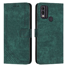 Custodia Portafoglio In Pelle Cover con Supporto Y08X per Nokia C22 Verde