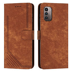 Custodia Portafoglio In Pelle Cover con Supporto Y08X per Nokia G11 Marrone