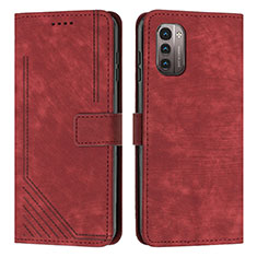 Custodia Portafoglio In Pelle Cover con Supporto Y08X per Nokia G21 Rosso