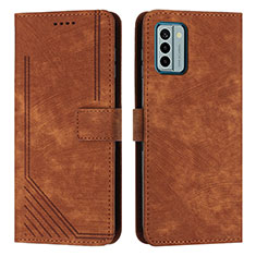 Custodia Portafoglio In Pelle Cover con Supporto Y08X per Nokia G22 Marrone