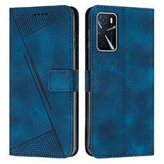 Custodia Portafoglio In Pelle Cover con Supporto Y08X per Oppo A16 Blu