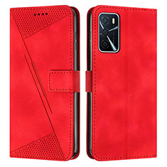 Custodia Portafoglio In Pelle Cover con Supporto Y08X per Oppo A16s Rosso