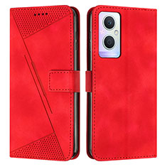 Custodia Portafoglio In Pelle Cover con Supporto Y08X per Oppo A96 5G Rosso