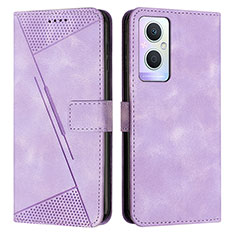 Custodia Portafoglio In Pelle Cover con Supporto Y08X per Oppo A96 5G Viola