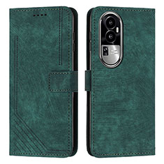 Custodia Portafoglio In Pelle Cover con Supporto Y08X per Oppo Reno10 Pro+ Plus 5G Verde