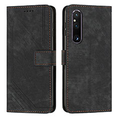 Custodia Portafoglio In Pelle Cover con Supporto Y08X per Sony Xperia 1 V Nero