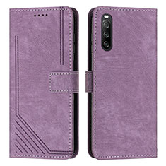 Custodia Portafoglio In Pelle Cover con Supporto Y08X per Sony Xperia 10 IV Viola