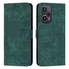 Custodia Portafoglio In Pelle Cover con Supporto Y08X per Xiaomi Redmi Note 12 Turbo 5G Verde