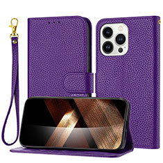 Custodia Portafoglio In Pelle Cover con Supporto Y09X per Apple iPhone 16 Pro Max Viola