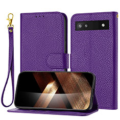 Custodia Portafoglio In Pelle Cover con Supporto Y09X per Google Pixel 6a 5G Viola