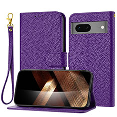 Custodia Portafoglio In Pelle Cover con Supporto Y09X per Google Pixel 7 5G Viola