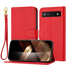 Custodia Portafoglio In Pelle Cover con Supporto Y09X per Google Pixel 7a 5G Rosso