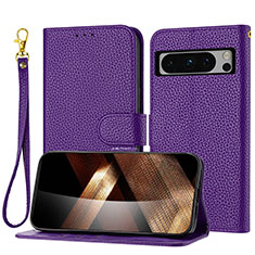 Custodia Portafoglio In Pelle Cover con Supporto Y09X per Google Pixel 8 Pro 5G Viola